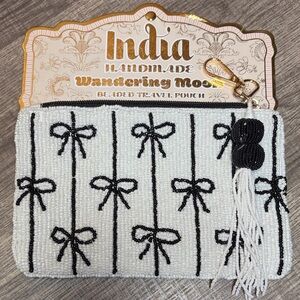 Wandering Moon Handmade White Beaded Travel Pouch
